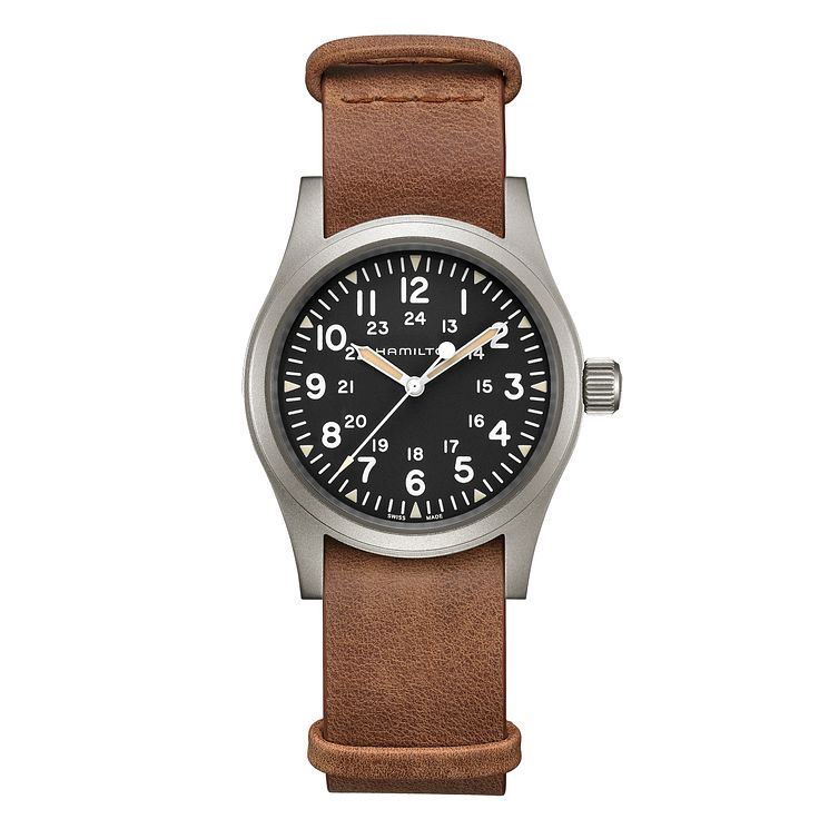 Hamilton Khaki Field Unisex Brown Leather Strap Watch