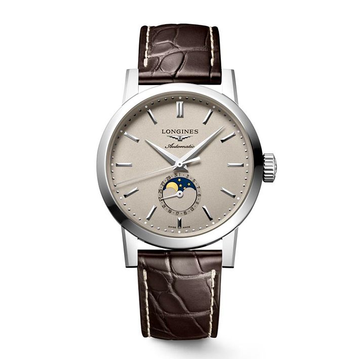 Longines 1832 Moonphase Mens Brown Leather Strap Watch
