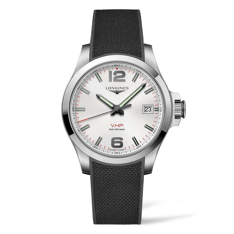 Longines Conquest V.h.p Mens Black Rubber Strap Watch