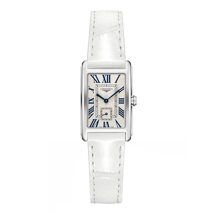 Longines Dolcevita Ladies White Leather Strap Watch