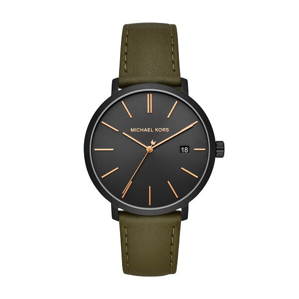 Michael Kors Blake Mens Green Leather Strap Watch