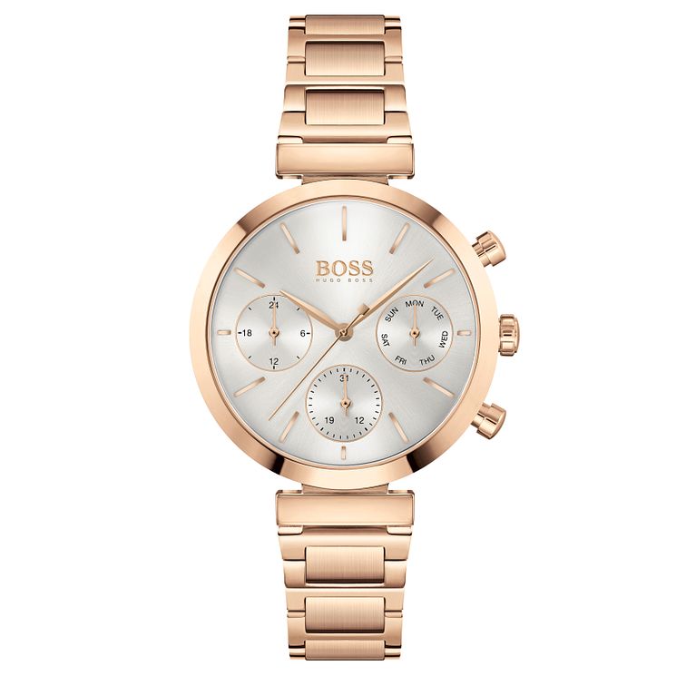 Boss Flawless Ladies Rose Gold Tone Bracelet Watch