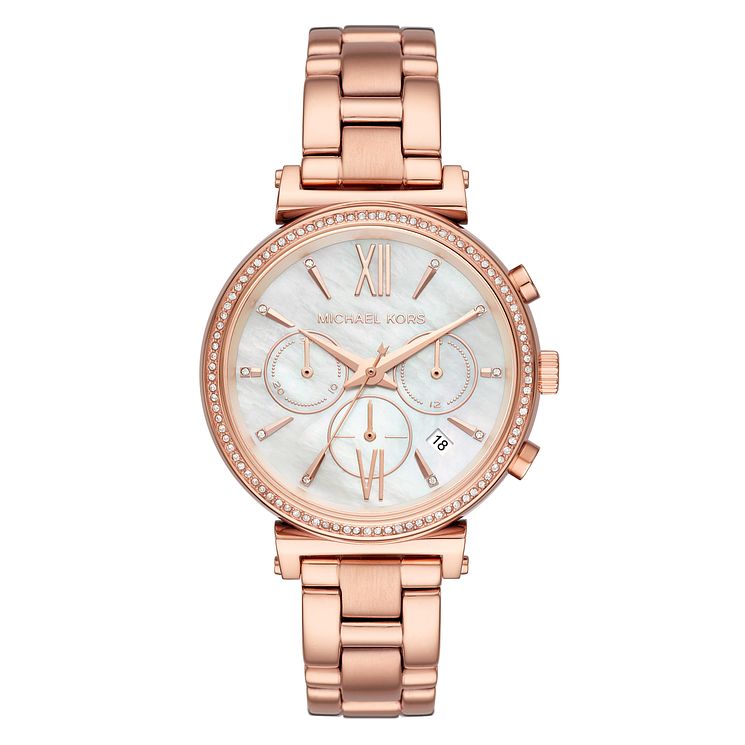 Michael Kors Ladies Sofie Pave Rose Gold Tone Watch