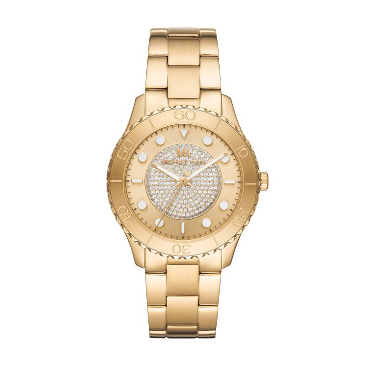 Michael Kors Oversized Runway Dive Gold Tone Bracelet Watch