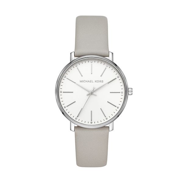 Michael Kors Pyper Ladies Grey Leather Strap Watch