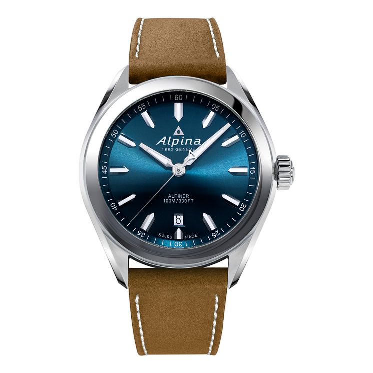 Alpina Alpiner Mens Brown Leather Strap Watch