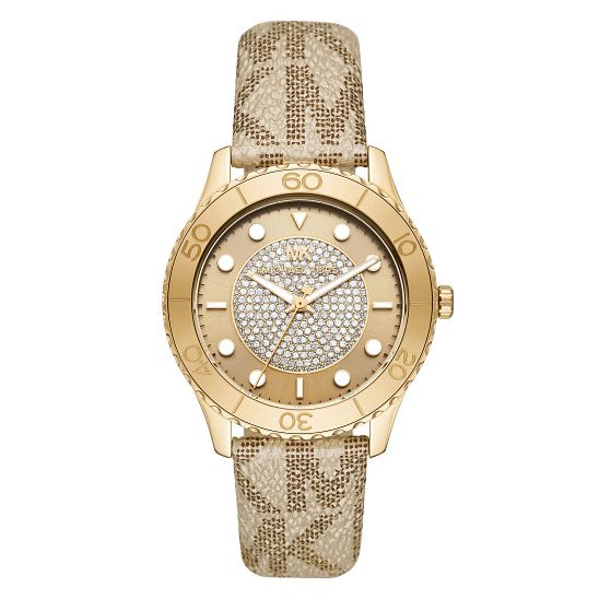 Michael Kors Runway Ladies Gold Tone Pvc Watch