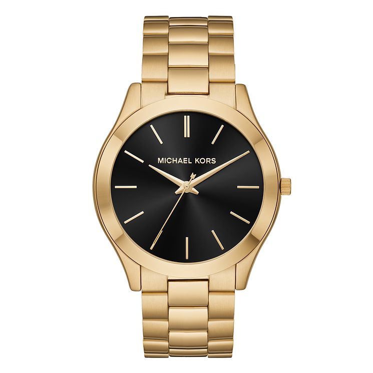 Michael Kors Slim Runway Mens Yellow Gold Tone Watch