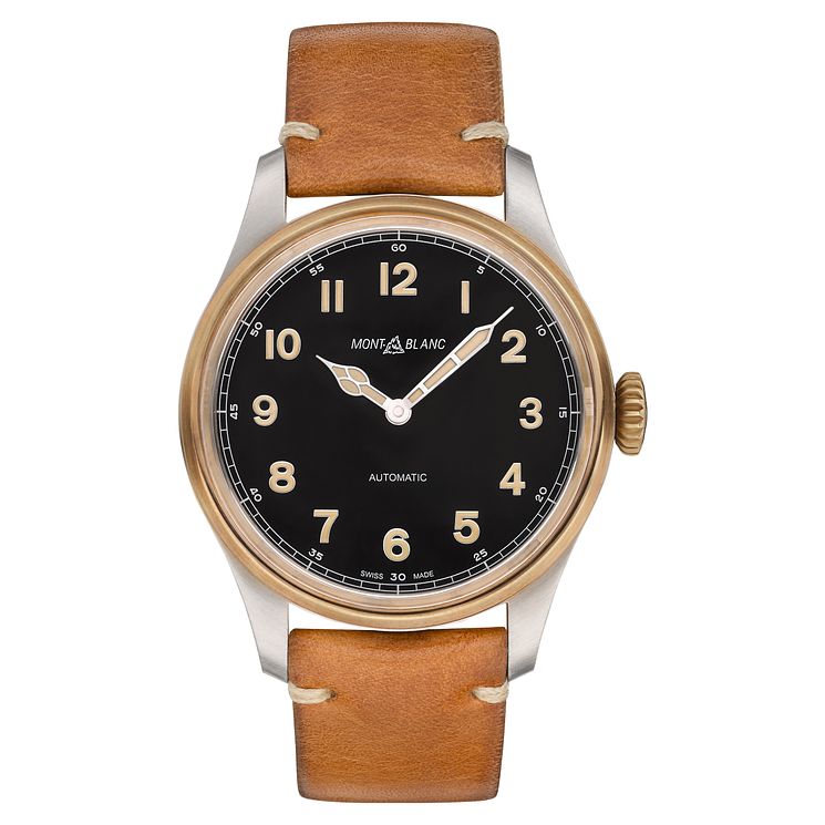 Montblanc 1858 Automatic Mens Tan Leather Strap Watch