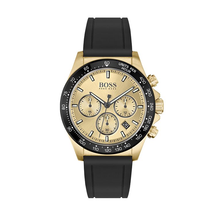 Boss Hero Mens Black Silicone Strap Watch