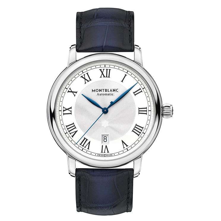 Montblanc Star Legacy Mens Blue Leather Strap Watch