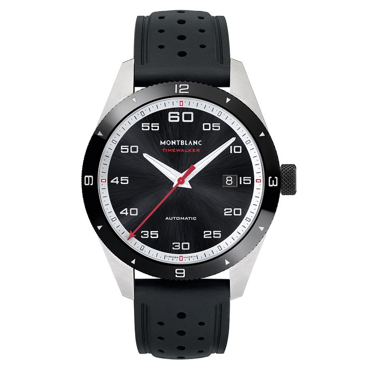 Montblanc Timewalker Mens Black Rubber Strap Watch