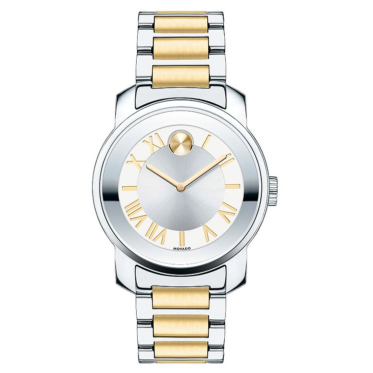 Movado Bold Two Colour Luxury Silver Dial Bracelet Watch