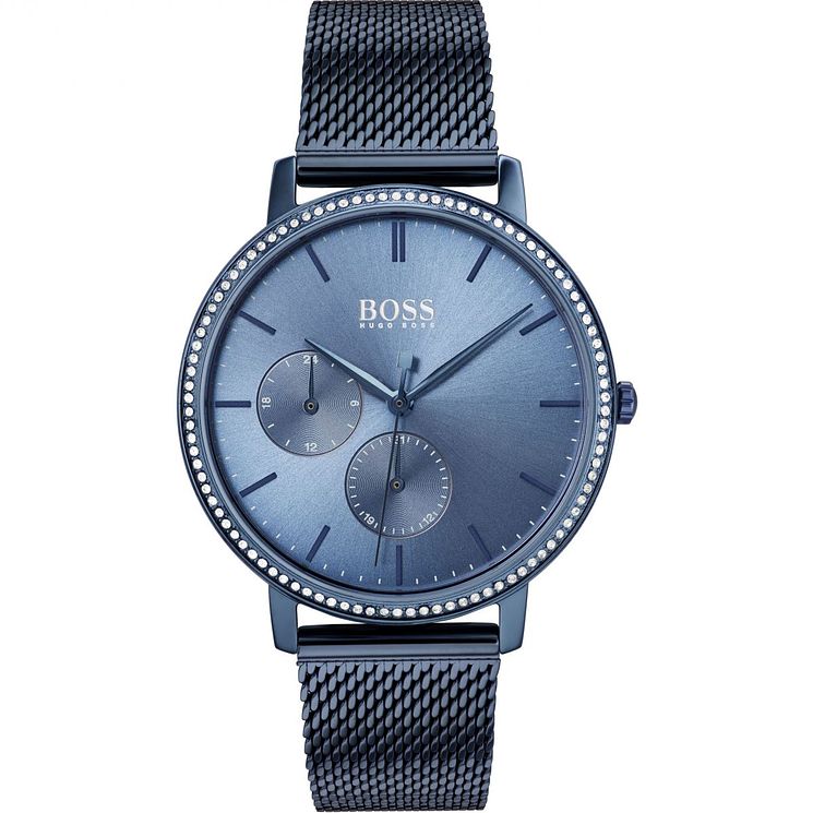 Boss Infinity Ladies Blue Ip Mesh Bracelet Watch
