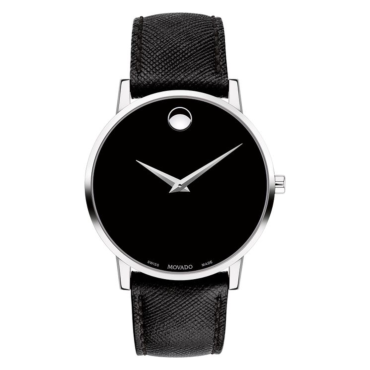Movado Museum Mens Black Strap Watch