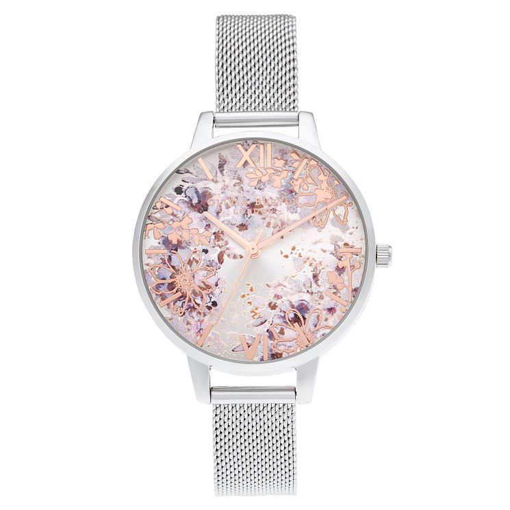 Olivia Burton Abstract Floral Stainless Steel Bracelet Watch