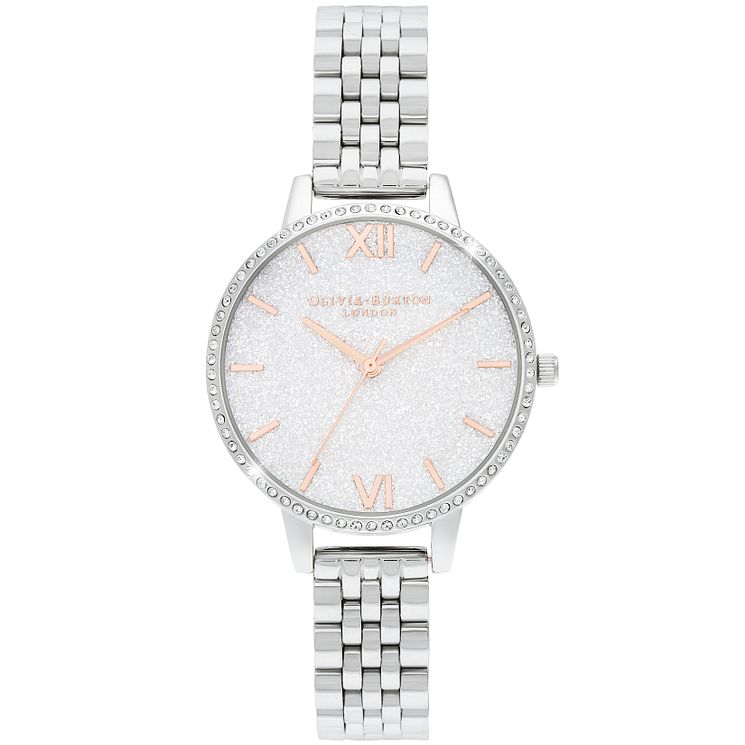 Olivia Burton Glitter Dial Stainless Steel Bracelet Watch