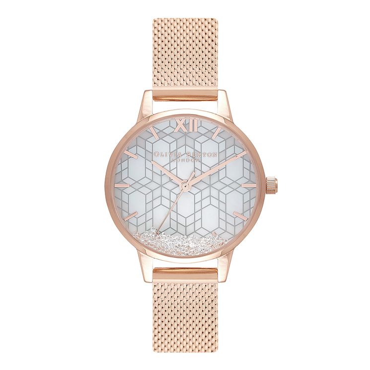 Olivia Burton Ice Queen Rose Gold Tone Mesh Bracelet Watch