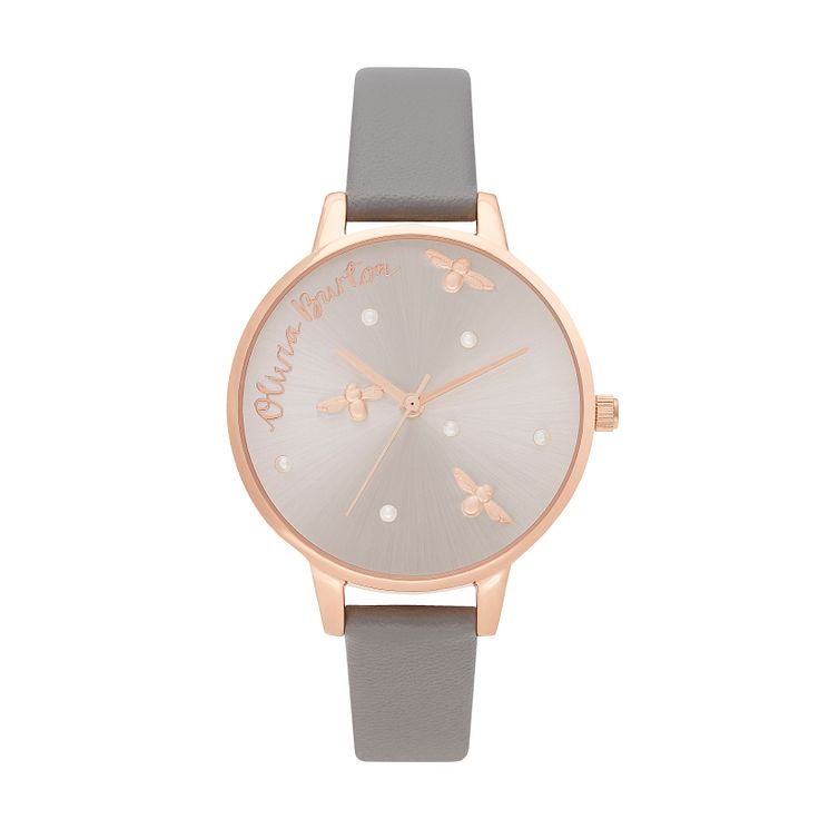 Olivia Burton Pearly Queen Ladies Grey Vegan Strap Watch