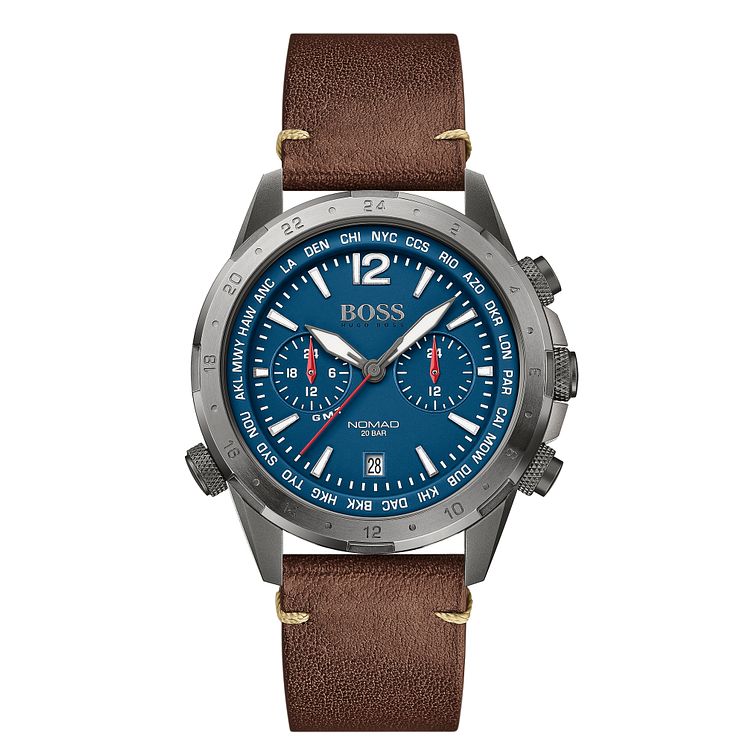 Boss Nomad Mens Brown Leather Strap Watch