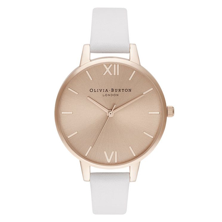 Olivia Burton Rose Sunray Dial Pink Leather Strap Watch