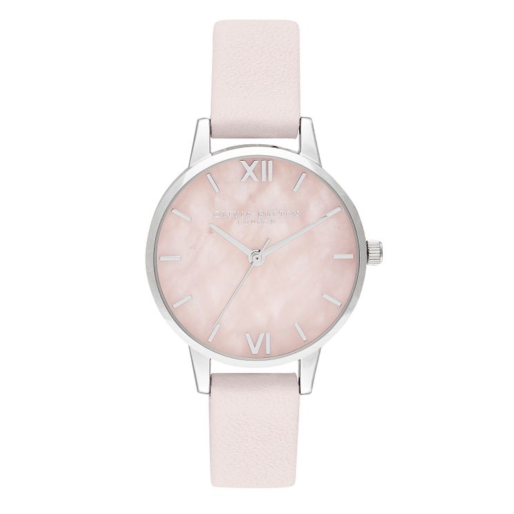 Olivia Burton Semi Precious Blush Pink Leather Strap Watch