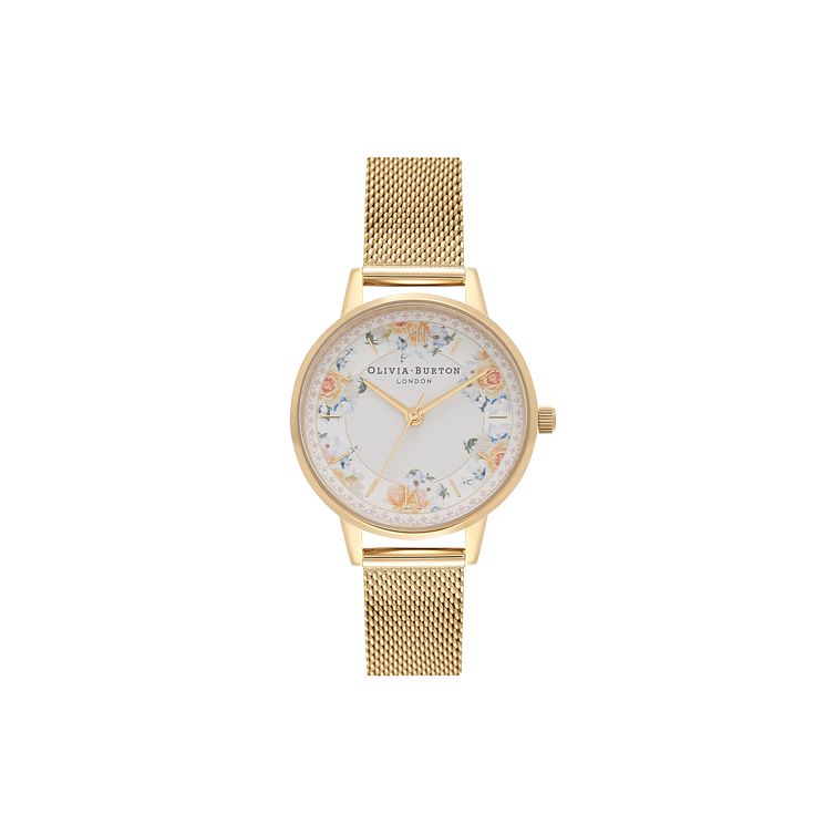 Olivia Burton Tea Party Floral Gold Tone Bracelet Watch