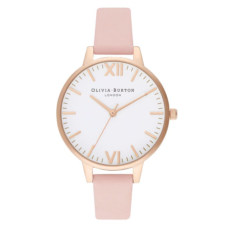 Olivia Burton Timeless Pink Leather Strap Watch