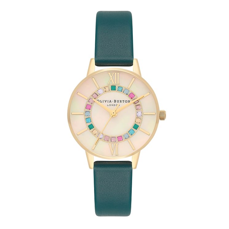 Olivia Burton Wonderland Ladies Green Leather Strap Watch