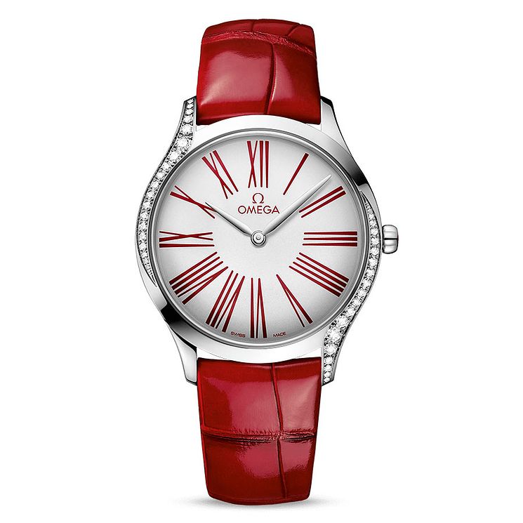 Omega De Ville Trsor Ladies Red Leather Strap Watch