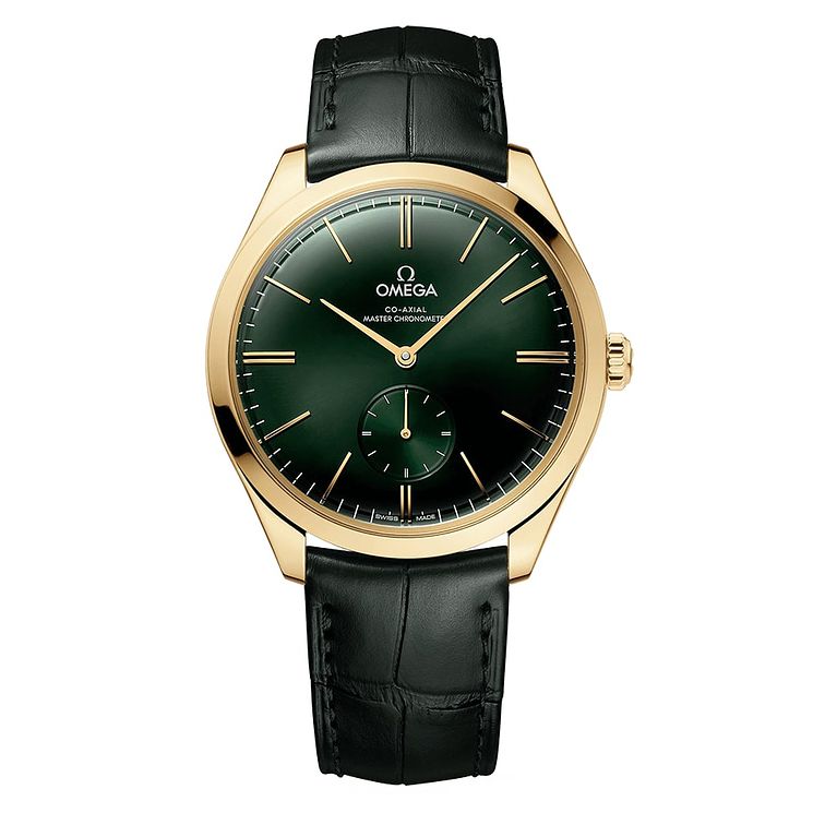 Omega De Ville Tresor Mens Green Leather Strap Watch