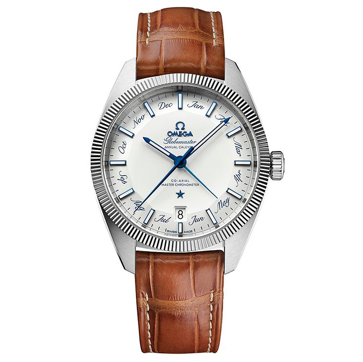 Omega Globemaster Mens Brown Leather Strap Watch
