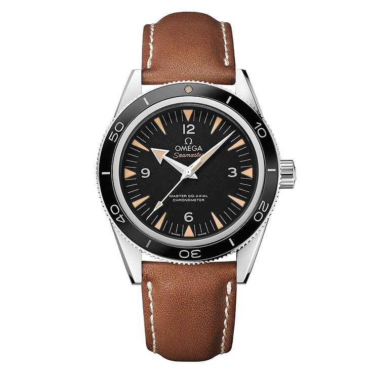 Omega Seamaster 300 Mens Brown Leather Strap Watch