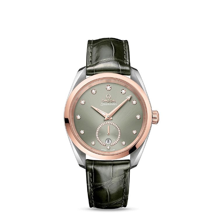 Omega Seamaster Aqua Terra Ladies Green Leather Strap Watch