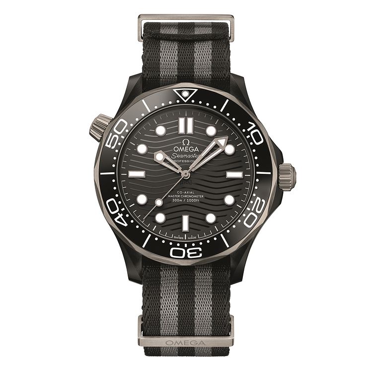 Omega Seamaster Diver Mens Black Fabric Strap Watch