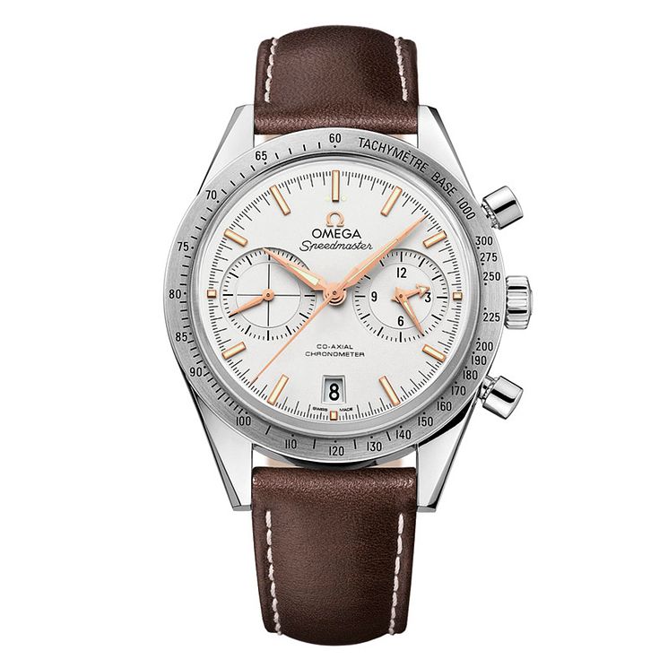 Omega Speedmaster 57 Mens Brown Leather Strap Watch