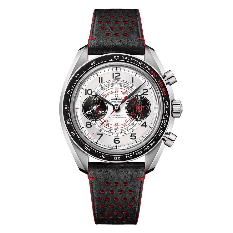 Omega Speedmaster Chronoscope Black Leather Strap Watch