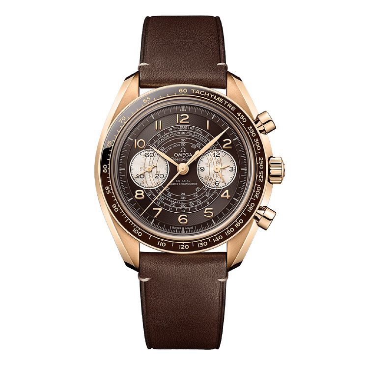 Omega Speedmaster Chronoscope Brown Leather Strap Watch