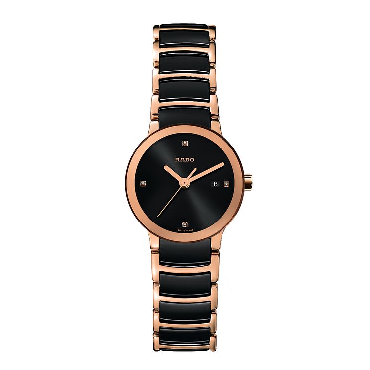 Rado Centrix Ladies Ceramic And Rose Gold Pvd Watch - S