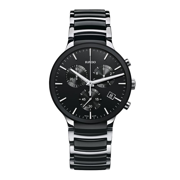 Rado Centrix Mens SteelandBlack Ceramic Bracelet Watch