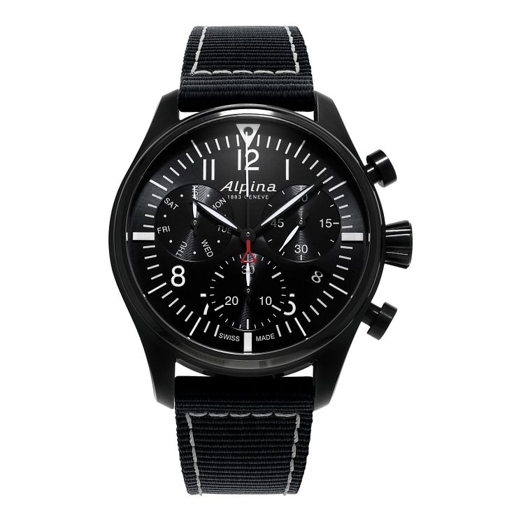 Alpina Startimer Pilot Mens Black Fabric Strap Watch