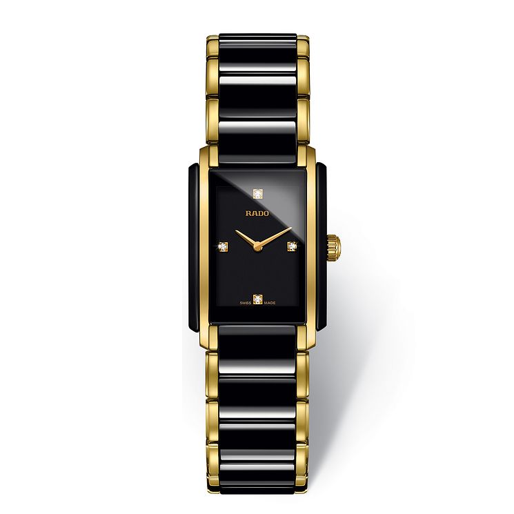 Rado Ladies Gold ToneandBlack Ceramic Bracelet Watch