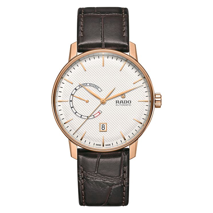 Rado Mens C Class Rose Gold Tone Leather Strap Watch