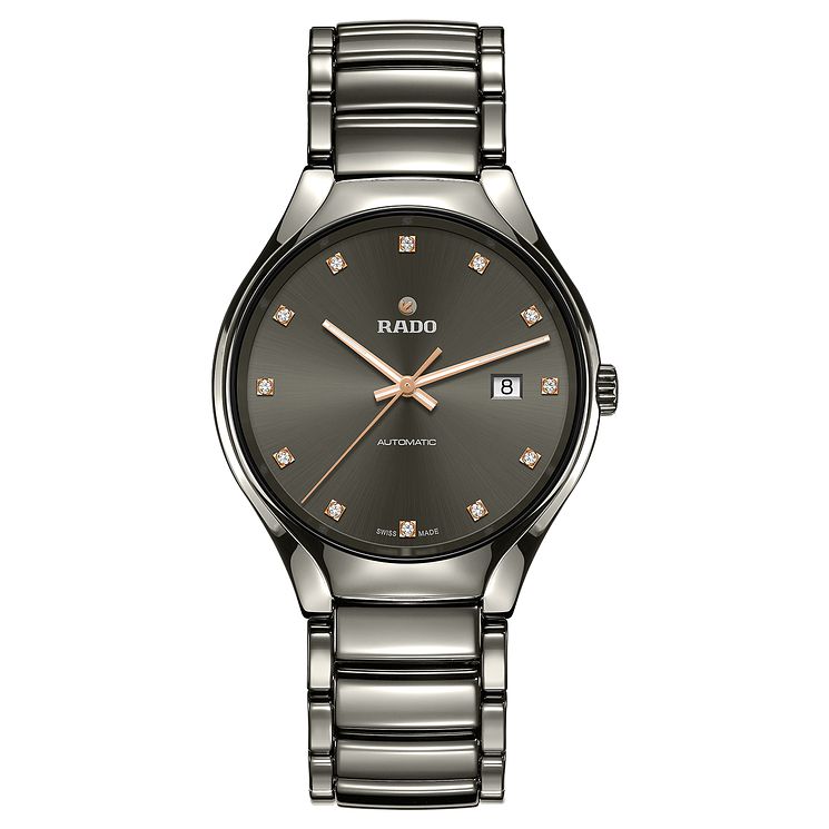 Rado Mens True Automatic CeramicandDiamond Bracelet Watch