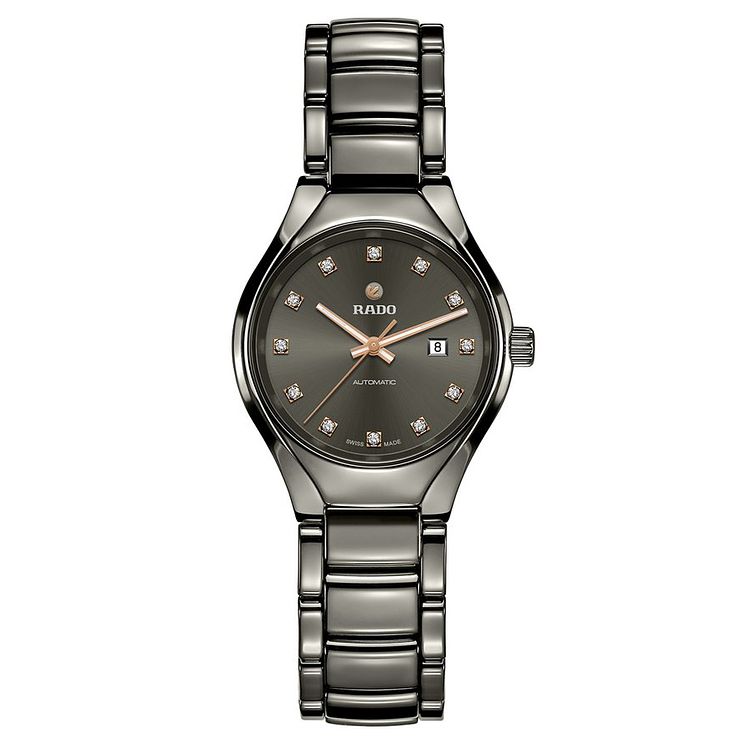 Rado True Automatic Ladies Grey Ceramic Diamond Watch