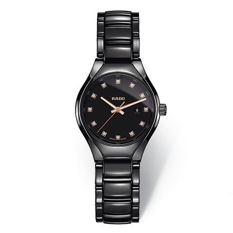 Rado True Ladies Black Ceramic Bracelet Watch