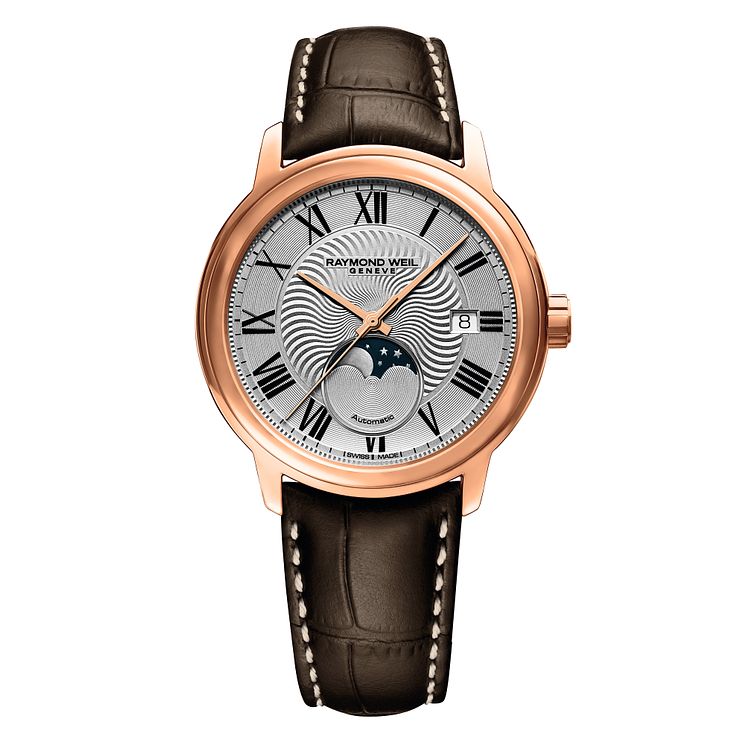 Raymond Weil Maestro Mens Brown Leather Strap Watch