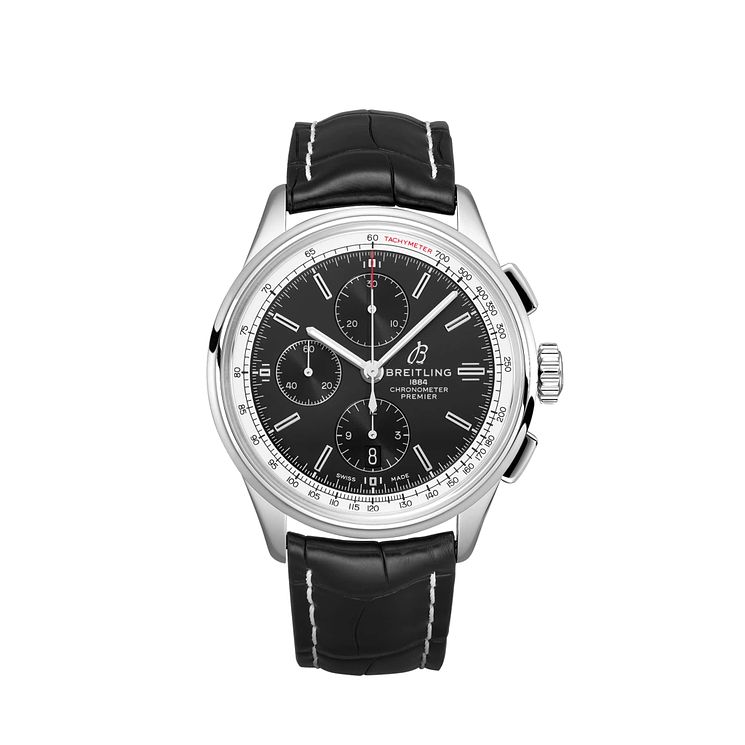 Breilting Premier Chronograph Black Leather Strap Watch
