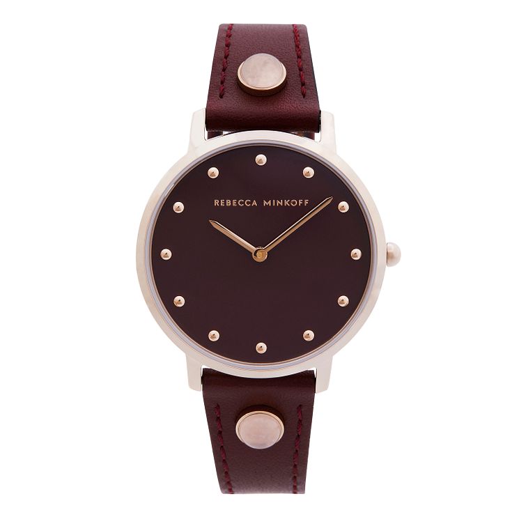 Rebecca Minkoff Major Ladies Bordeaux Leather Strap Watch
