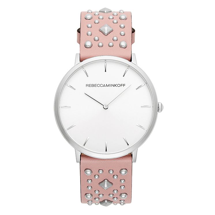 Rebecca Minkoff Major Ladies Pink Studded Strap Watch